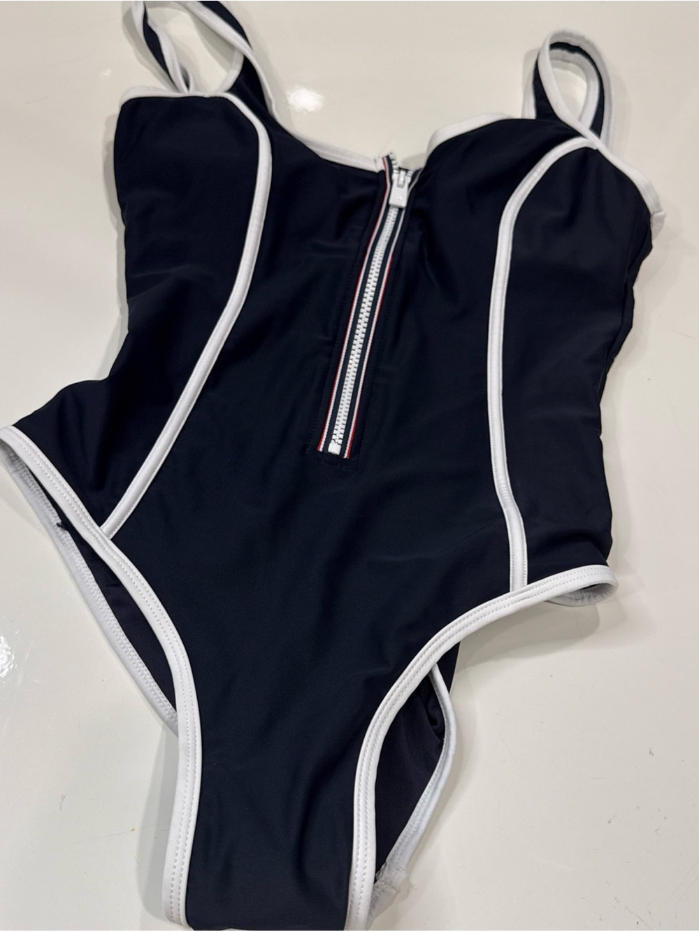 Tommy Hilfiger Swimsuit Womens S Navy Blue One Piece Front Zip NEW A030926